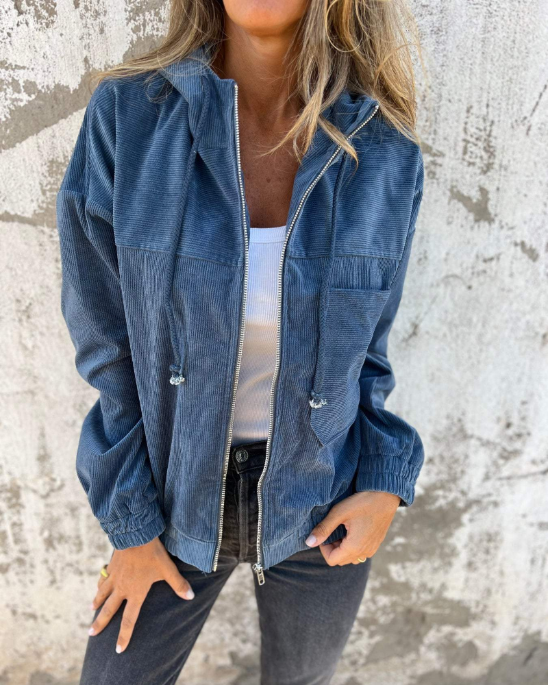 Ella™ | Cord-Jacke mit Kapuze und Reißverschluss