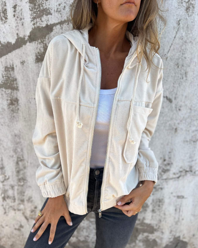 Ella™ | Cord-Jacke mit Kapuze und Reißverschluss