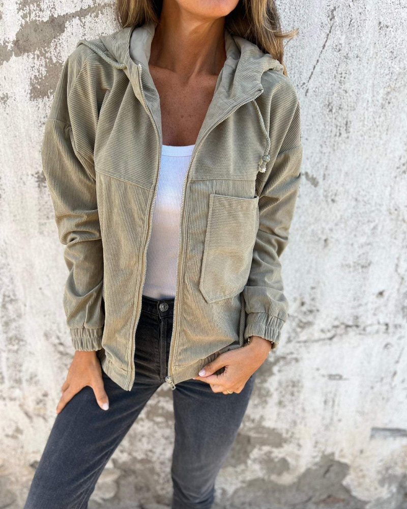 Ella™ | Cord-Jacke mit Kapuze und Reißverschluss