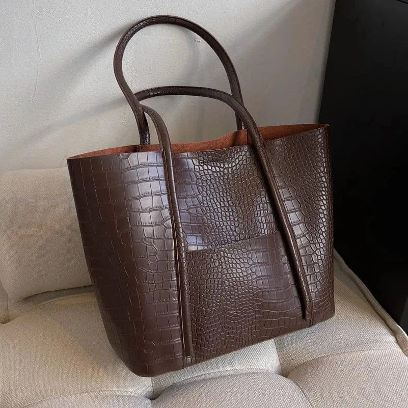 Betina - Schultertasche aus Krokoleder