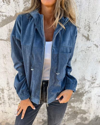 Ella™ | Cord-Jacke mit Kapuze und Reißverschluss